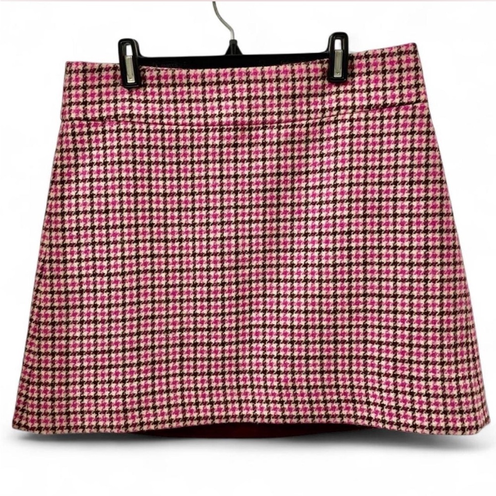 ❌SOLD❌J. Crew Pink Houndstooth Women's Mini Skirt - Picture 1 of 6